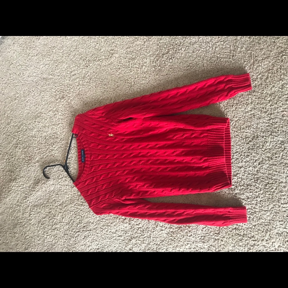 Red polo sweater